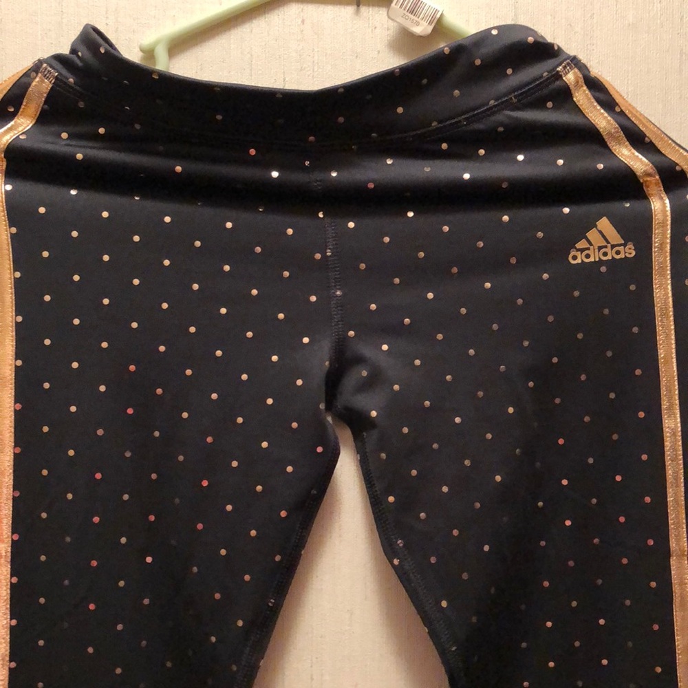 Girl Black and Copper adidas Leggings L(14)